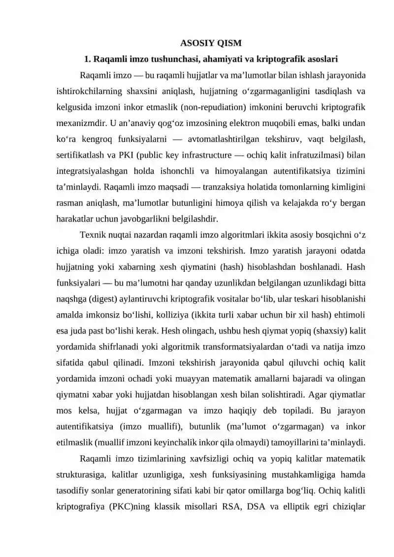 Raqamli imzo algoritmlari (RSA, ECDSA) va ularning qo‘llanilishi 4