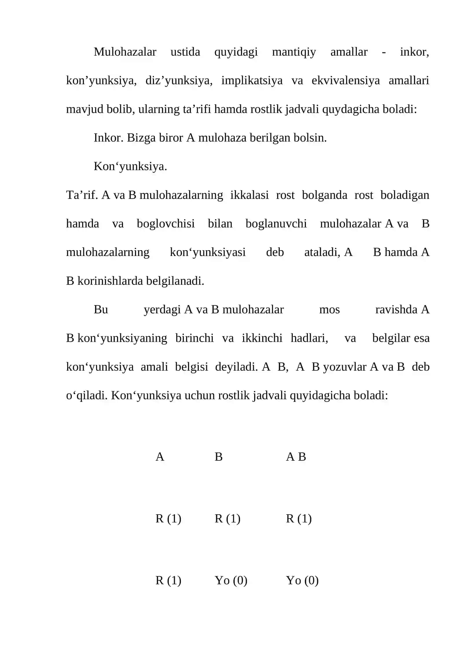 Mantiqiy amallarning to'liq sistemalari 4