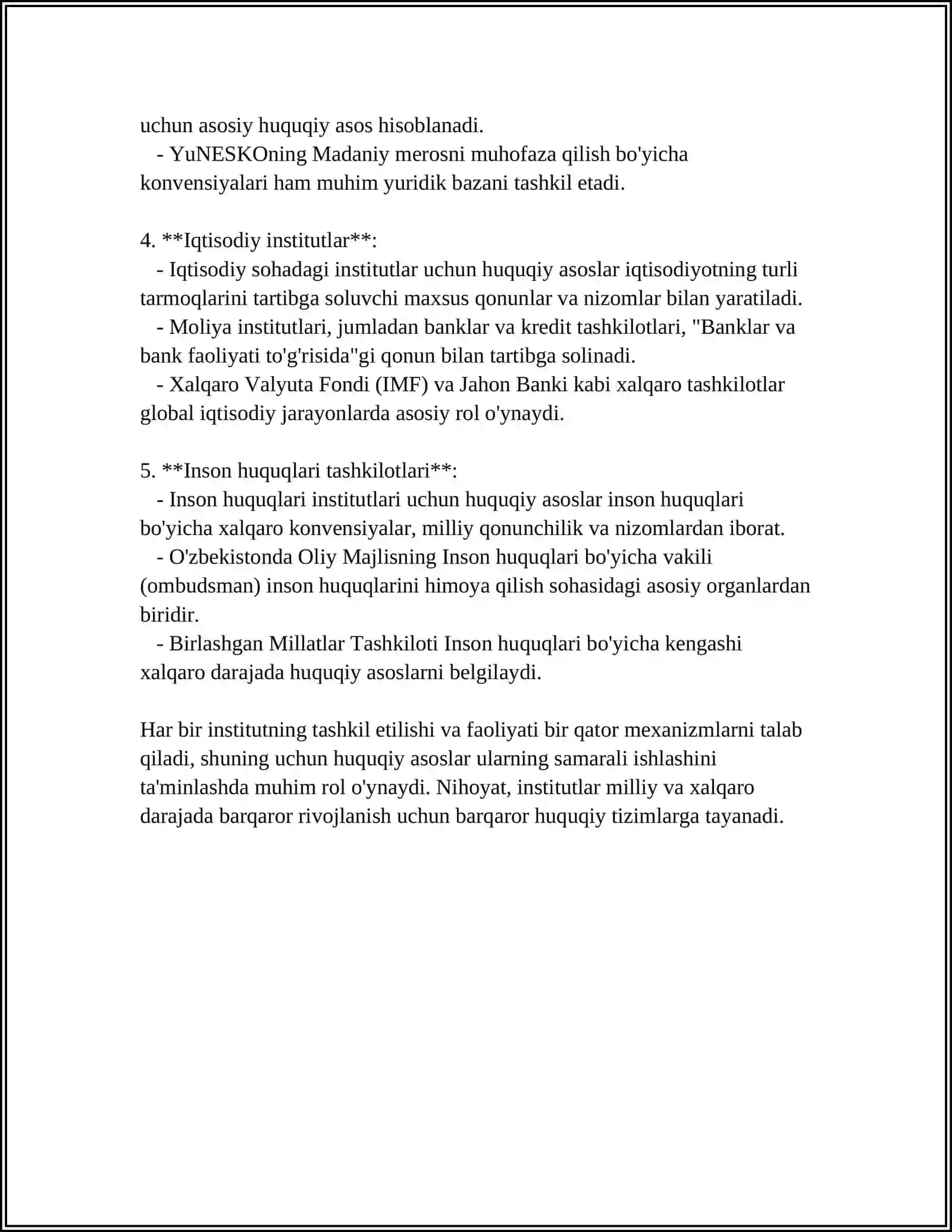 INSTITUTLAR VA QOIDALARNING MUTANOSIBLIGI 4