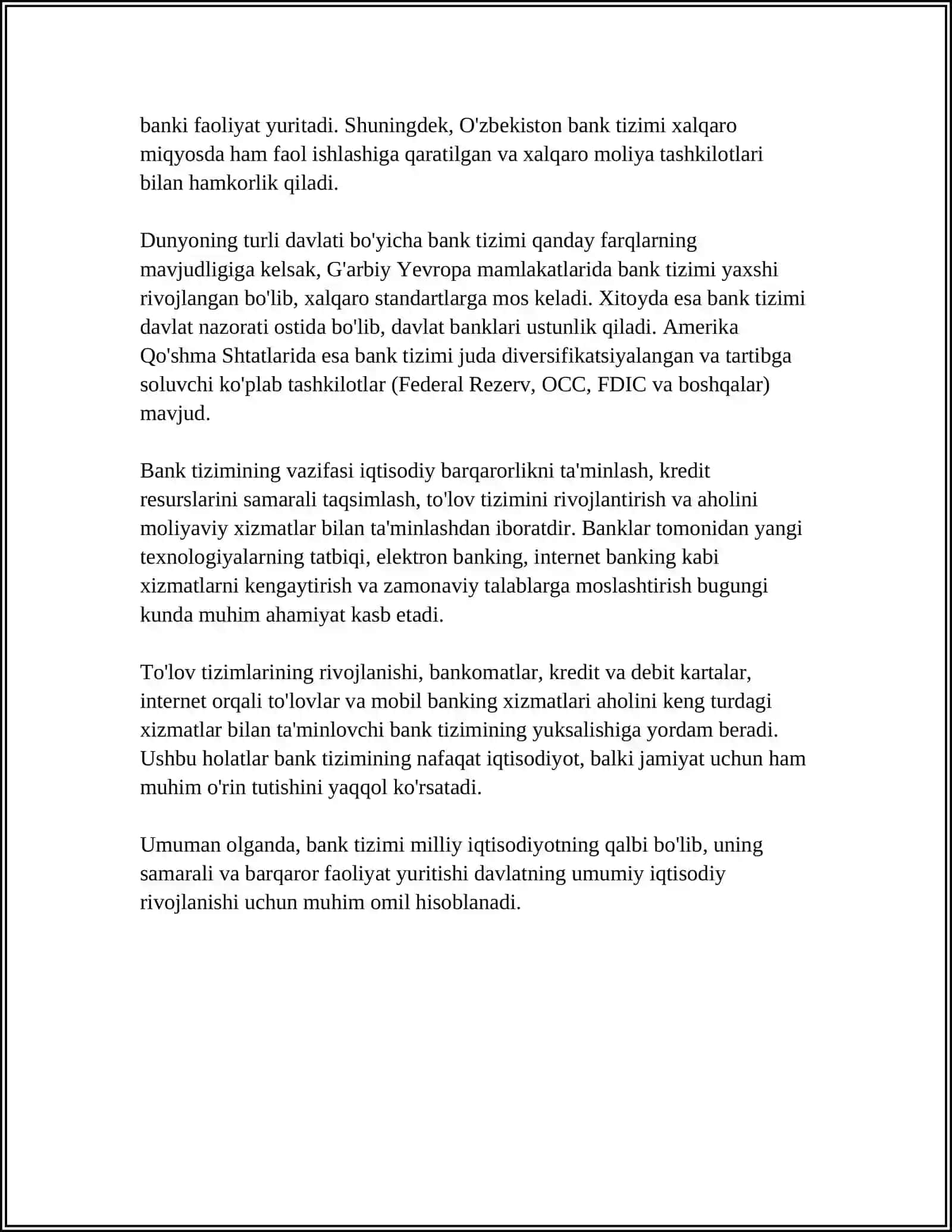 BANK TIZIMI VA UNING FAOLIYATI 4