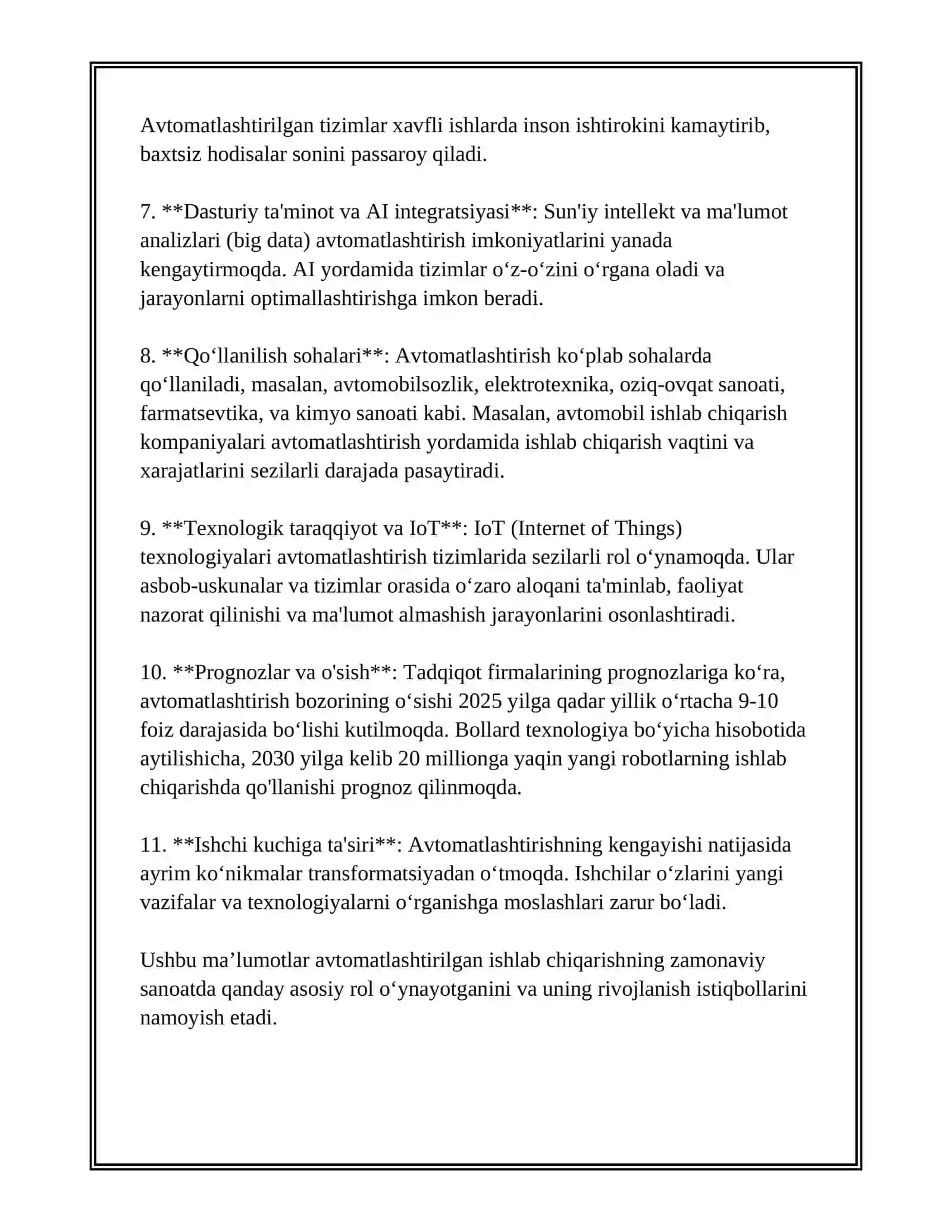 RAQAMLI DASTURDA BOSHQARILADIGAN DASTGOHLAR  DA AVTOMATLASHTIRILGAN ISHLAB CHIQARISHDA BAZALASH 4