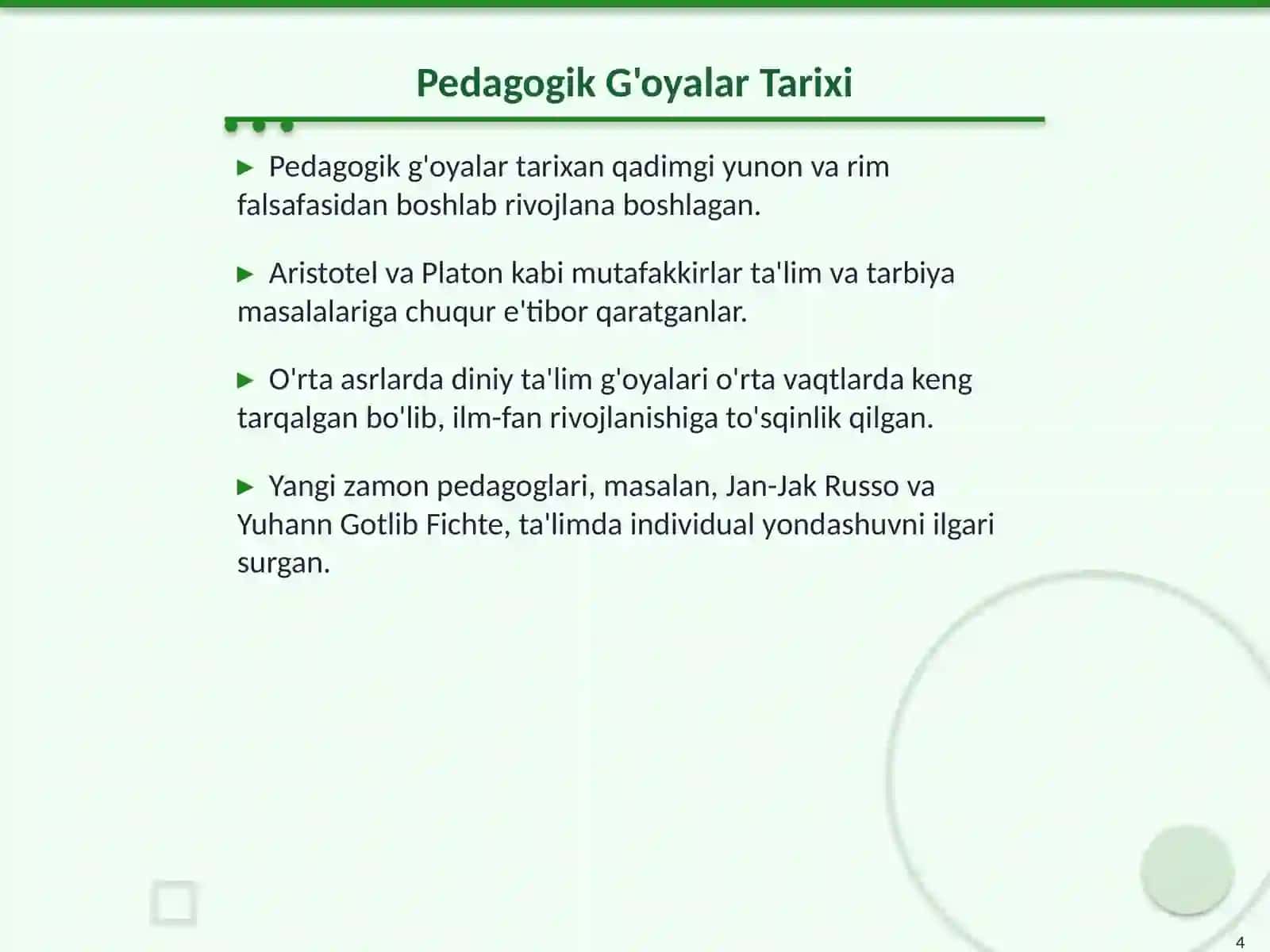 Pedagogik G'oyalarning Rivojlanish Bosqichlari 4