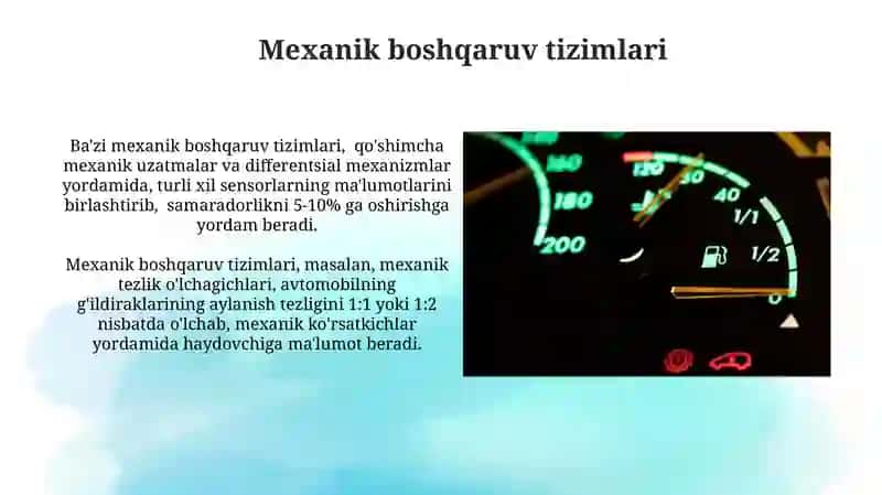 Avtomobil tezligini va divigatel aylanishlar sonini nazorat qilish asboblari 4