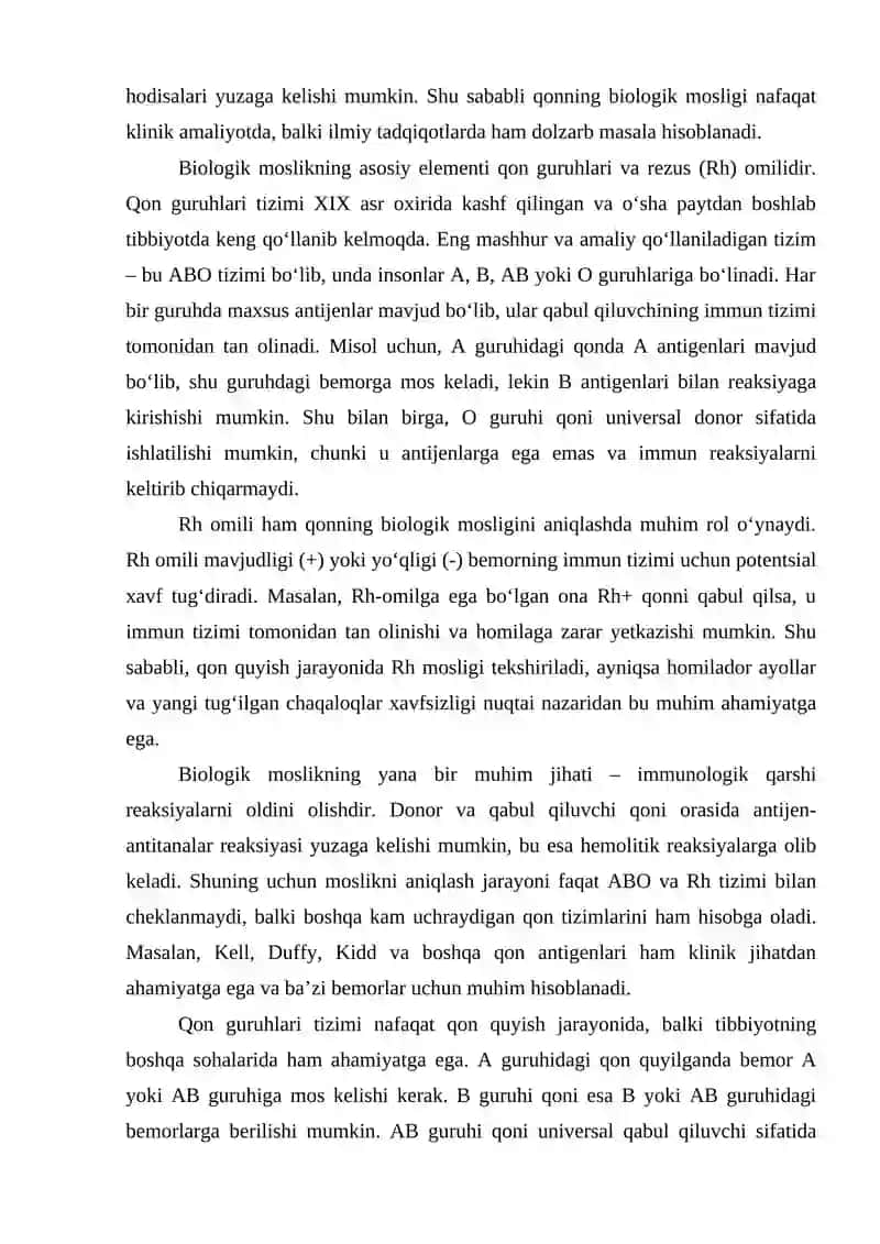 Qonning biologik mosligini aniqlash texnikasi 4