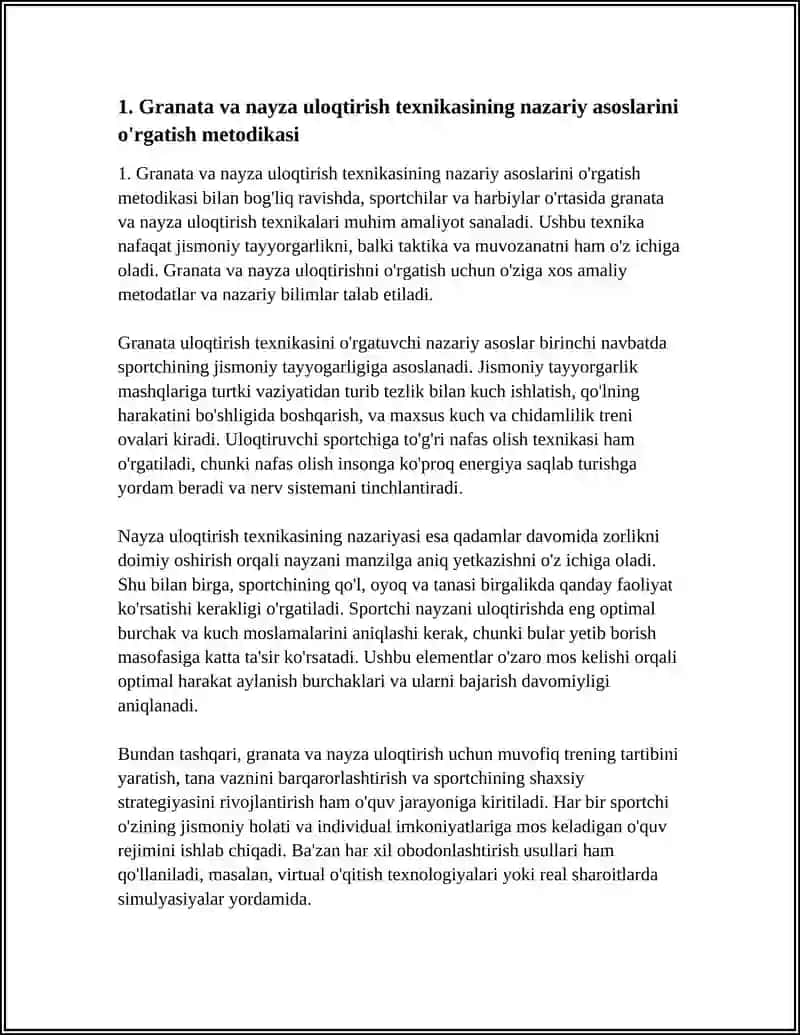 GRANAT VA NAYZA ULOQTIRISH TEXNIKASIGA O'RGATISH METODLARI 4