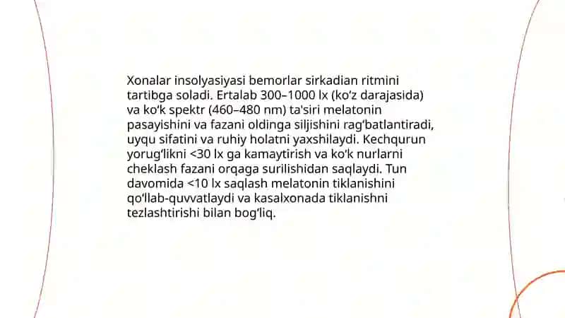 Kasalxona xonalari yoritilganligining ahamiyati 4