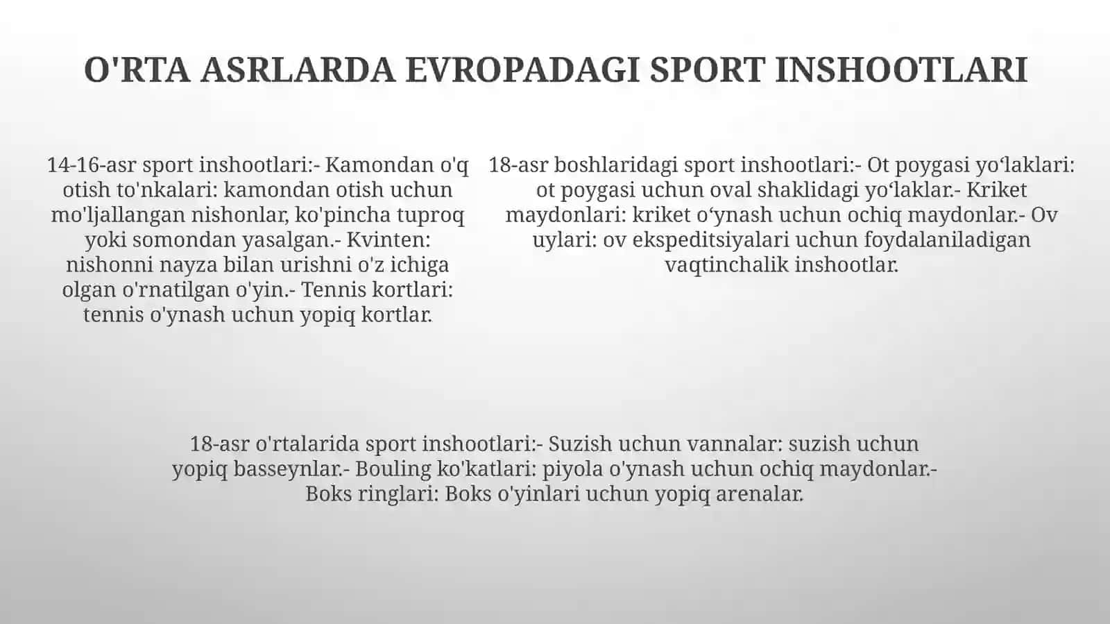 Yangilanish Davrida Sport Inshoatlari 4