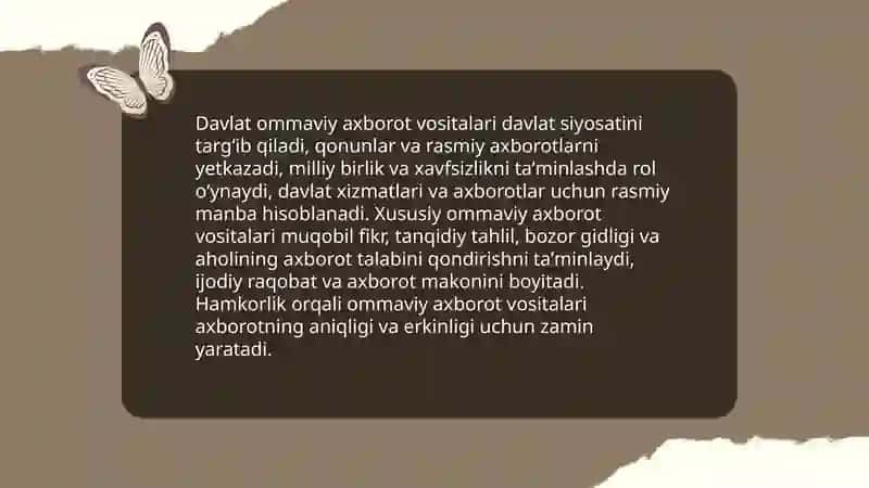 Oʻzbekiston Respublikasida ommaviy axborot vositalarining faoliyati 4