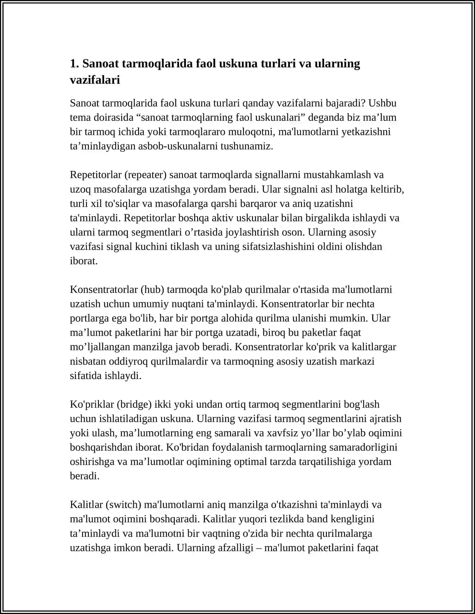 SANOAT TARMOQLARINING FAOL USKUNALARI 4