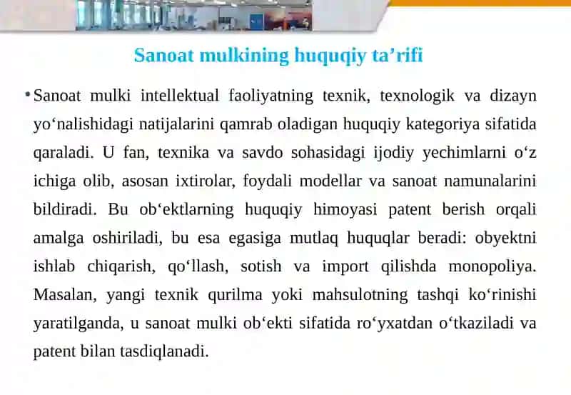 Sanoat Mulkiga Bo‘lgan Huquq 4