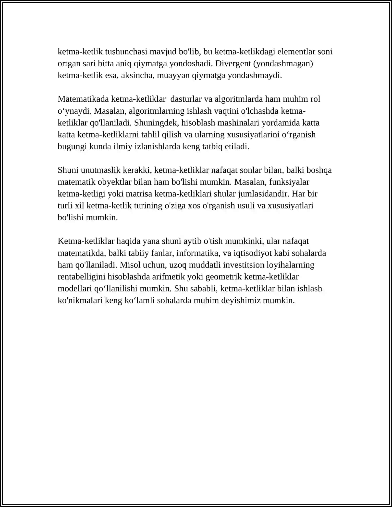 SONLI KETMA-KETLIK TUSHUNCHASI. KETMA-KETLIK LIMITI 4