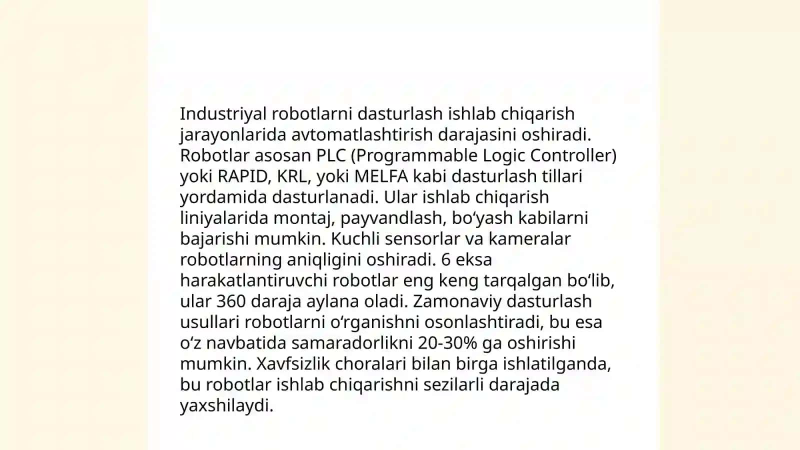 Robotlarni sozlash asoslari 4
