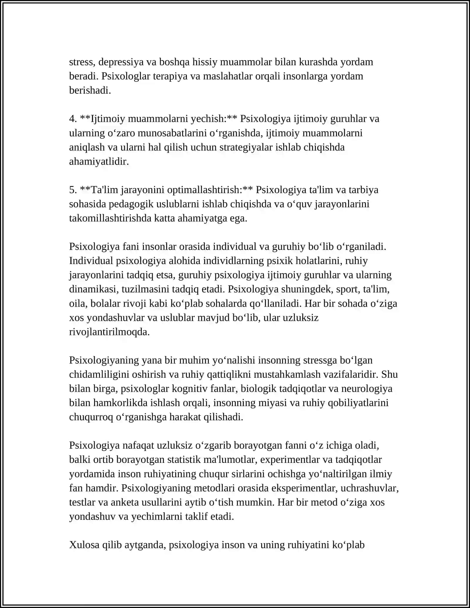 Psixologiya fanidan kurs 4