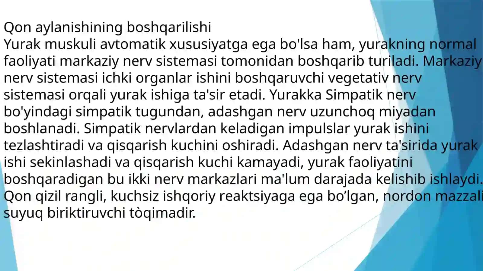 Qon aylanishining boshqarilishi 4