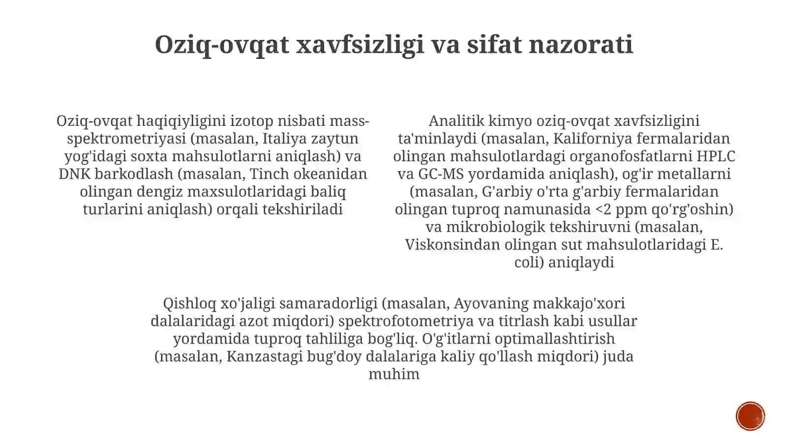 Analitikkimyoning qishloq xo'jaligidagi ahmiyati 4