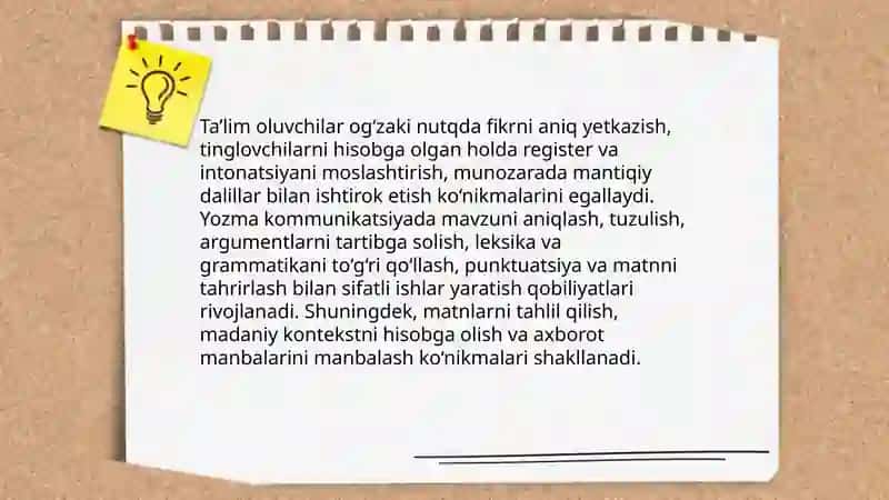 Fan bo‘yicha ta’lim oluvchlarning o‘quv faoliyati natijalari 4