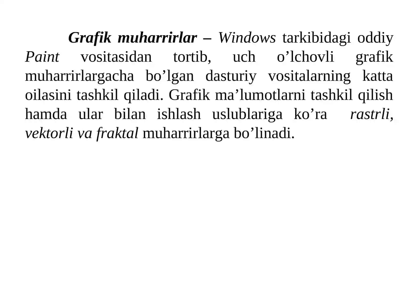 Kompyuter grafikasi tushunchasi va turlari 4