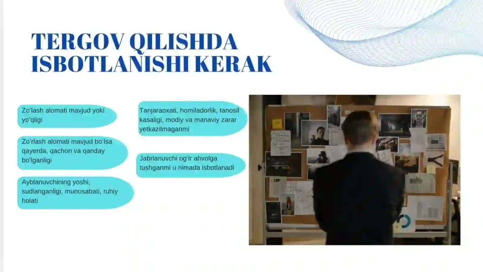 Nomusga tegish jinoyatini tergov qilish 4