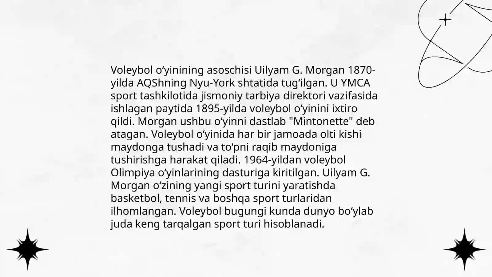 Voleybol oʻyining paydo boʻlishi va rivojlanish tarixi 4