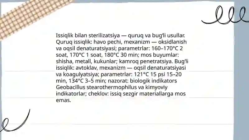 Mikrobiologiyada sterilizatsiya usullari. Aseptika Antiseptika 4