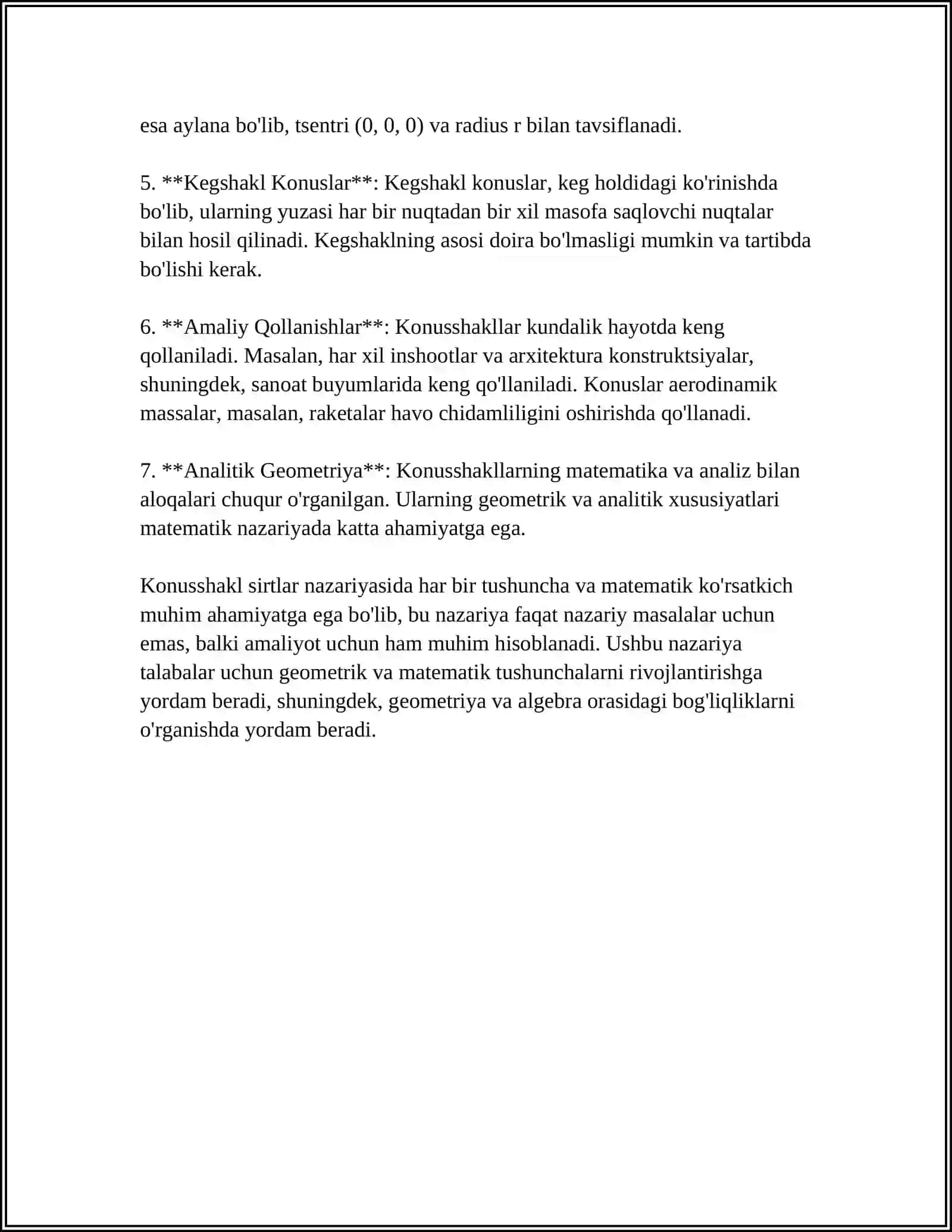 Konusshakl sirtlar nazariyasi 4
