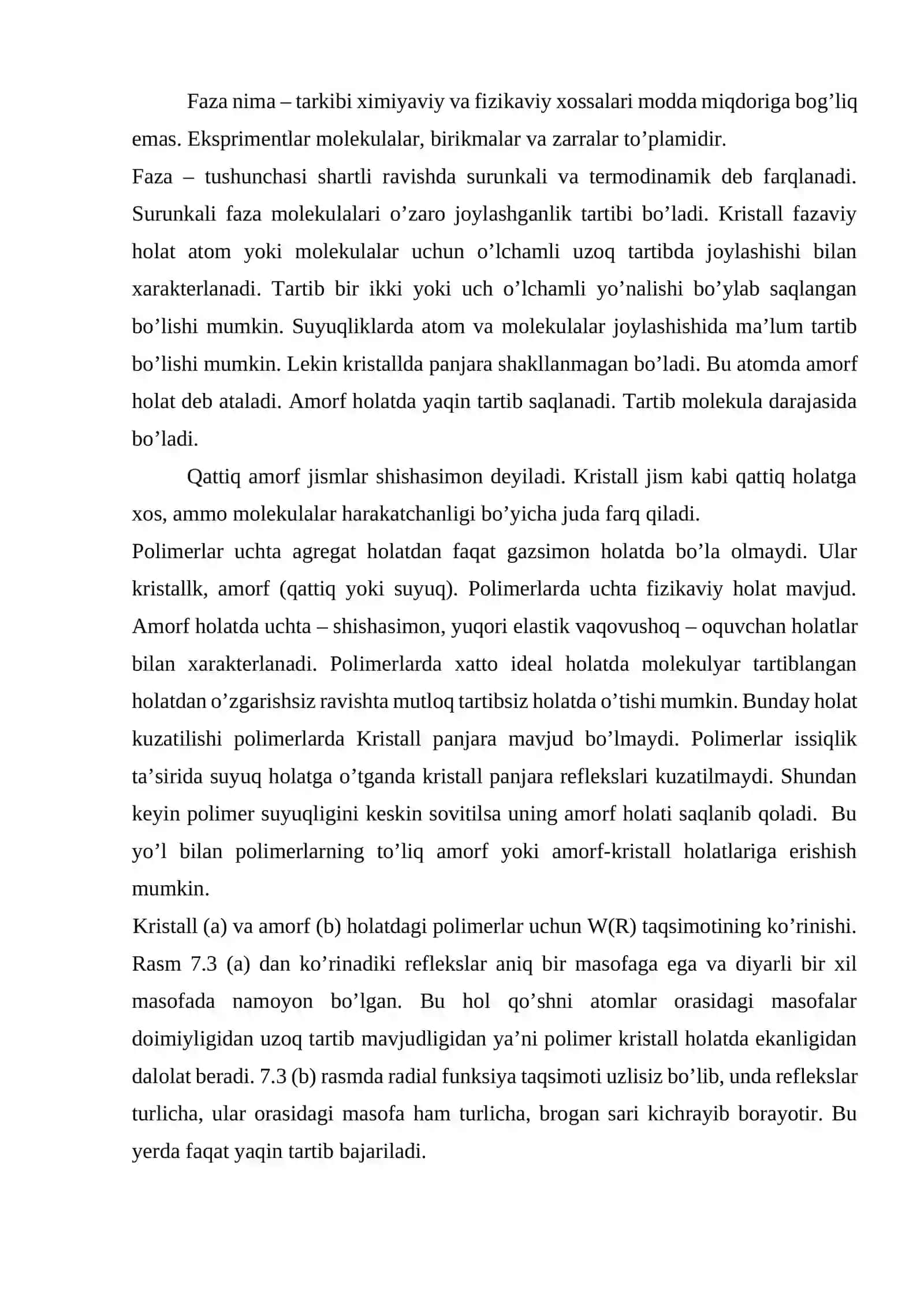 Amorf polimerlar tuzilishi va xossalari 4