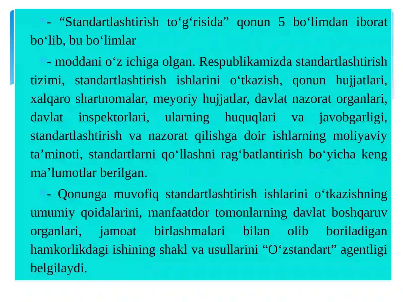 Standartlashtirish to'g'risida 4