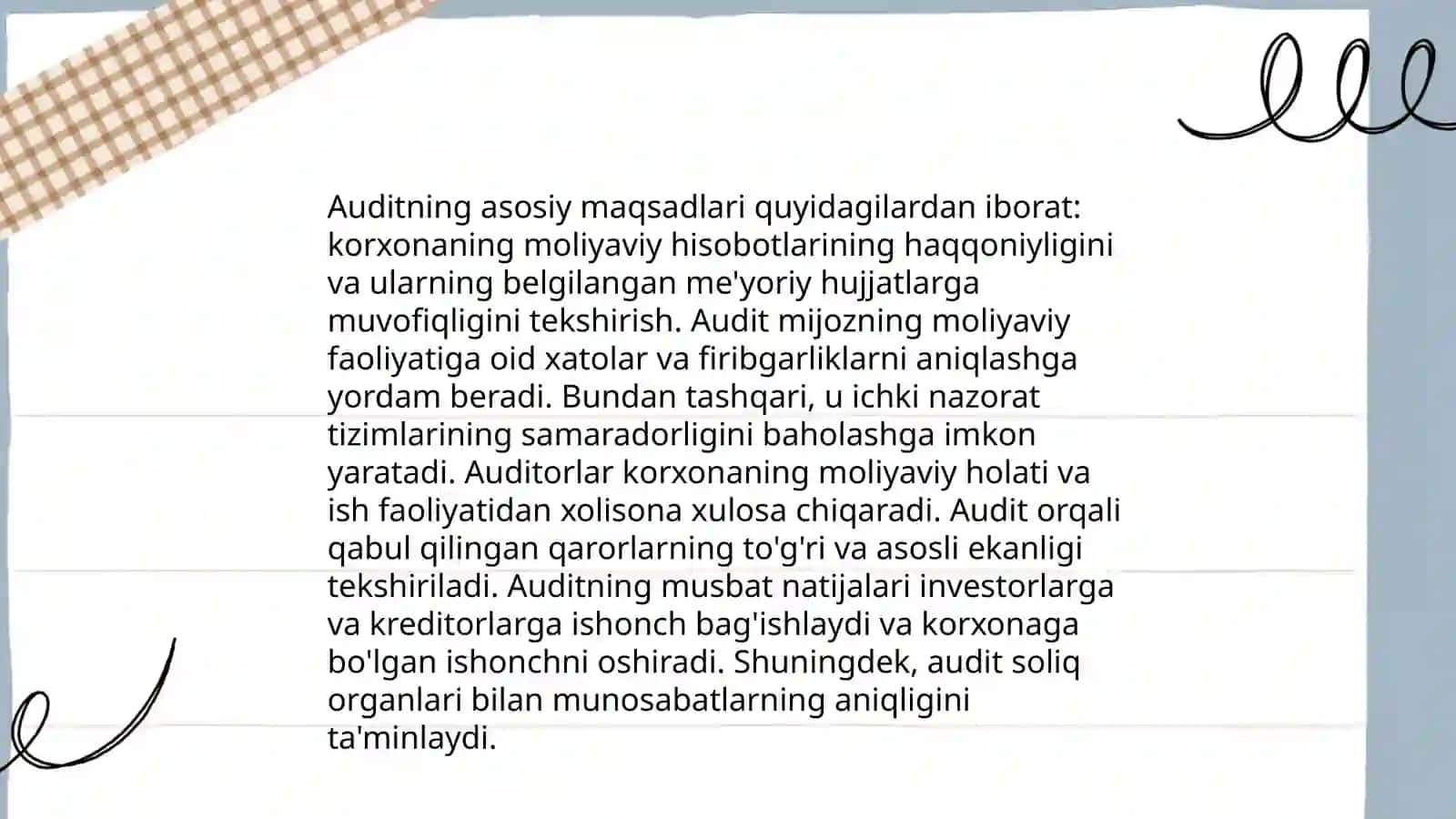 Auditni rejalashtirishning asosiy tamoyillari 4