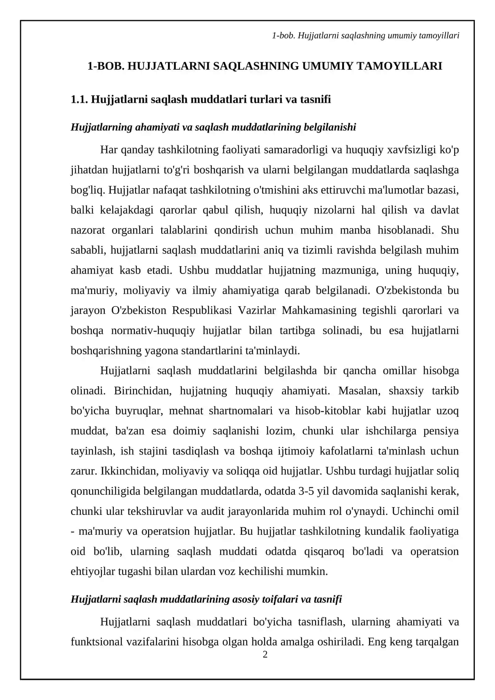 Turli xujjatlarni saqlash muddatlari 4