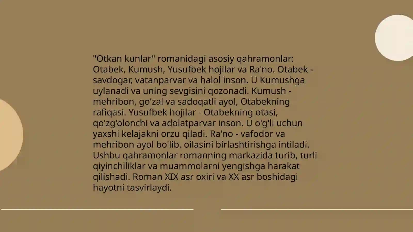 Otkan kunlar romanining umumiy mazmuni 4