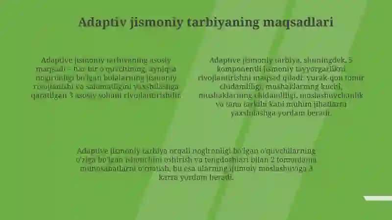 Adaptiv jismoniy tarbiyaning vositalariga tavsif 4