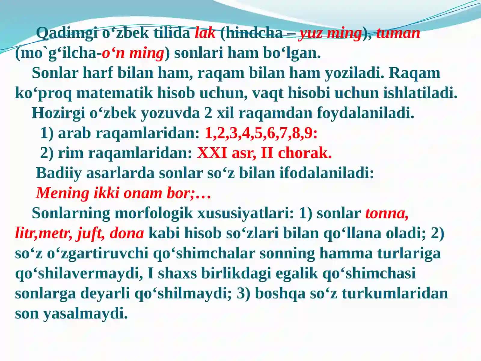 Son so‘z turkumi yuzasidan amaliy mashg‘ulot 4