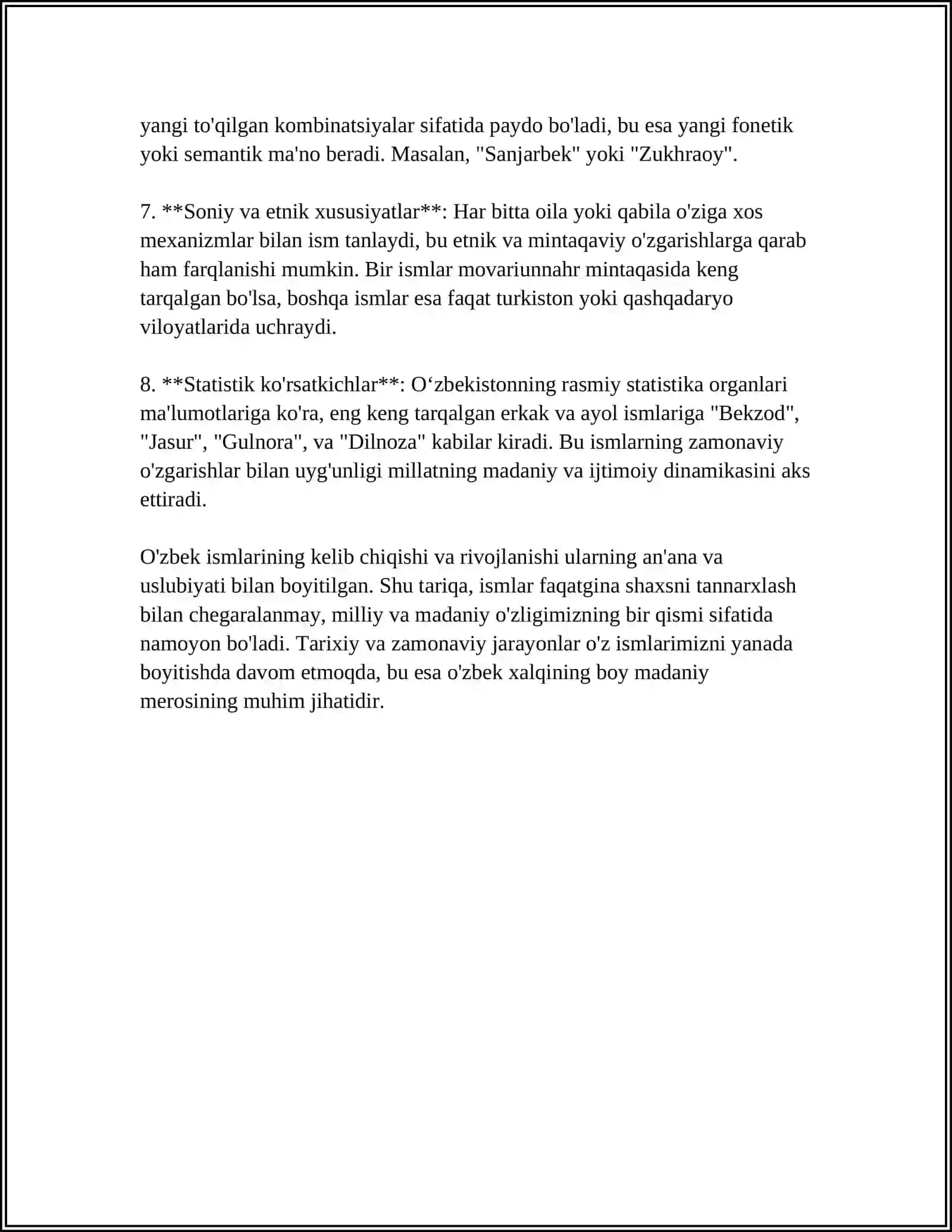 O‘ZBEK ISMLARI LUG‘ATI USTIDA ISHLASH 4