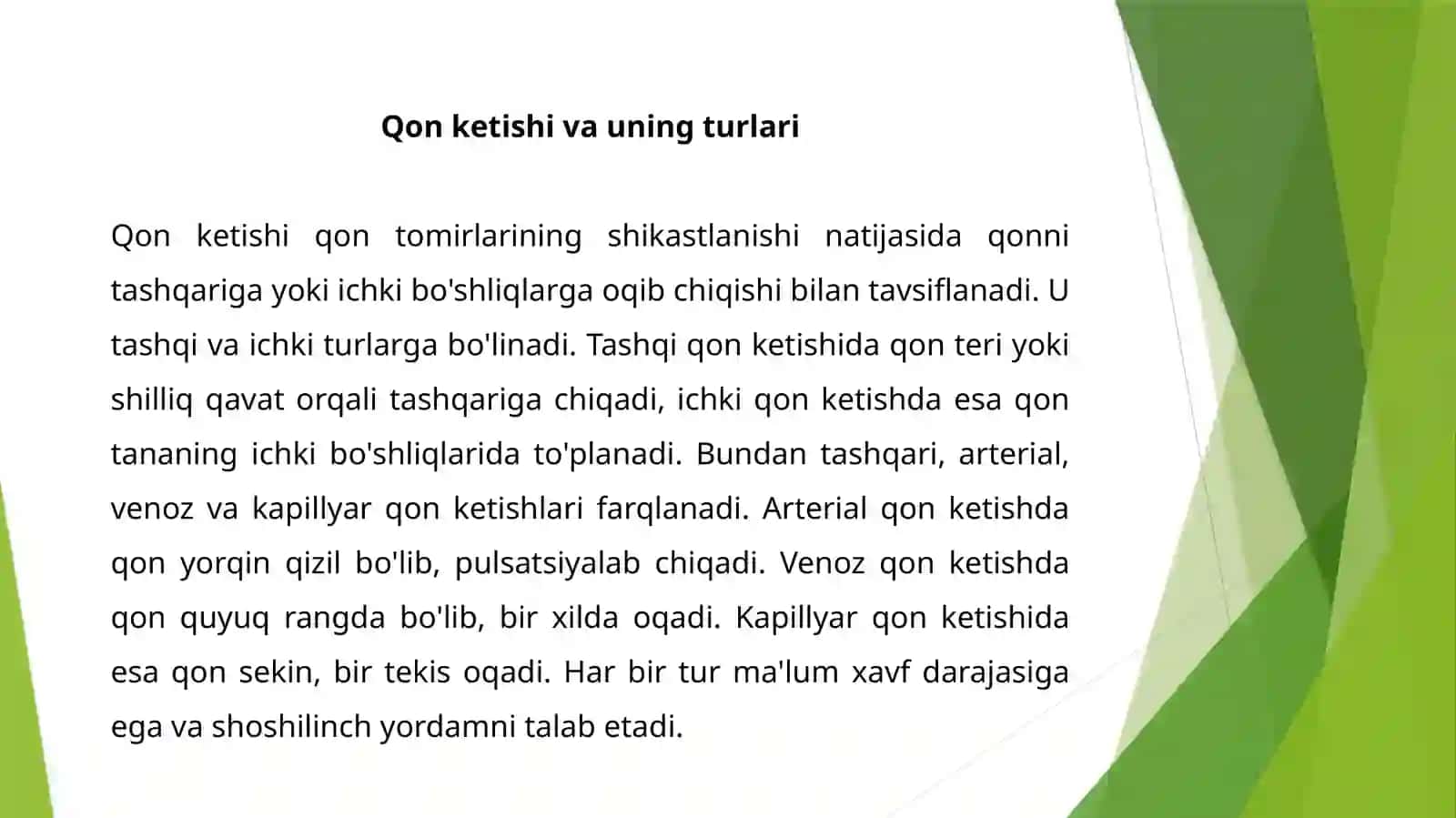 Qonketishi va kon quyilishi 4