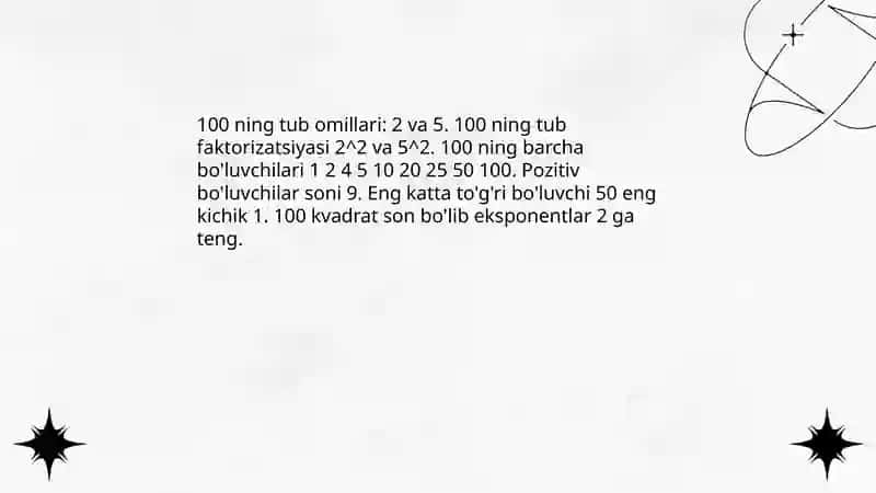 100 sonining matematik xususiyatlari 4