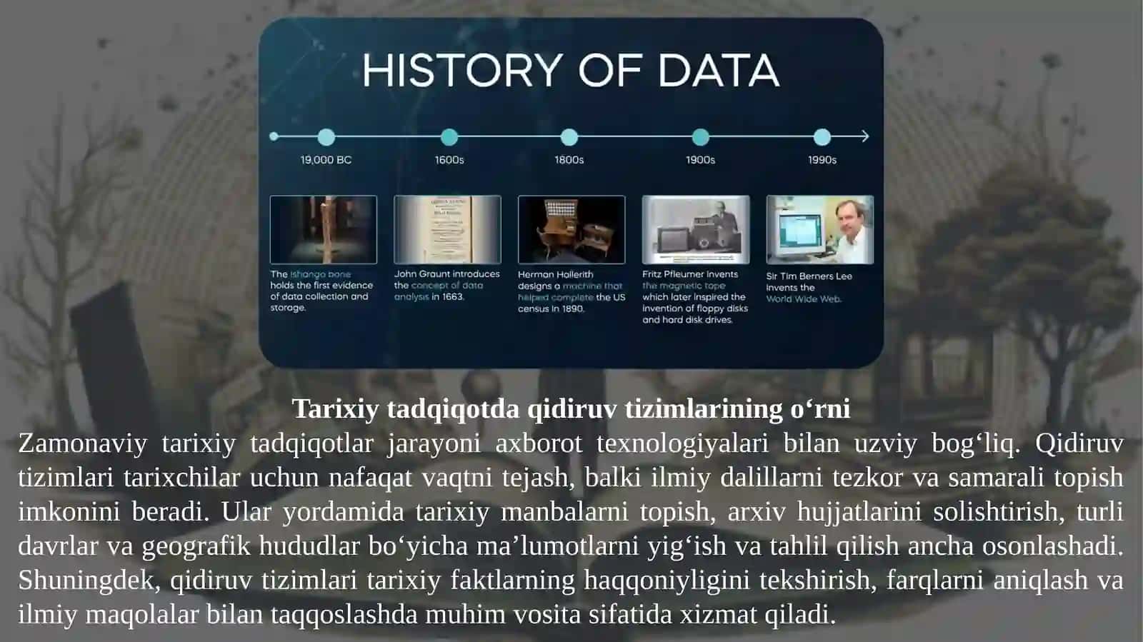 TARIXIY TADQIQOTDA QIDIRUV TIZIMLARIDAN FOYDALANISH 4