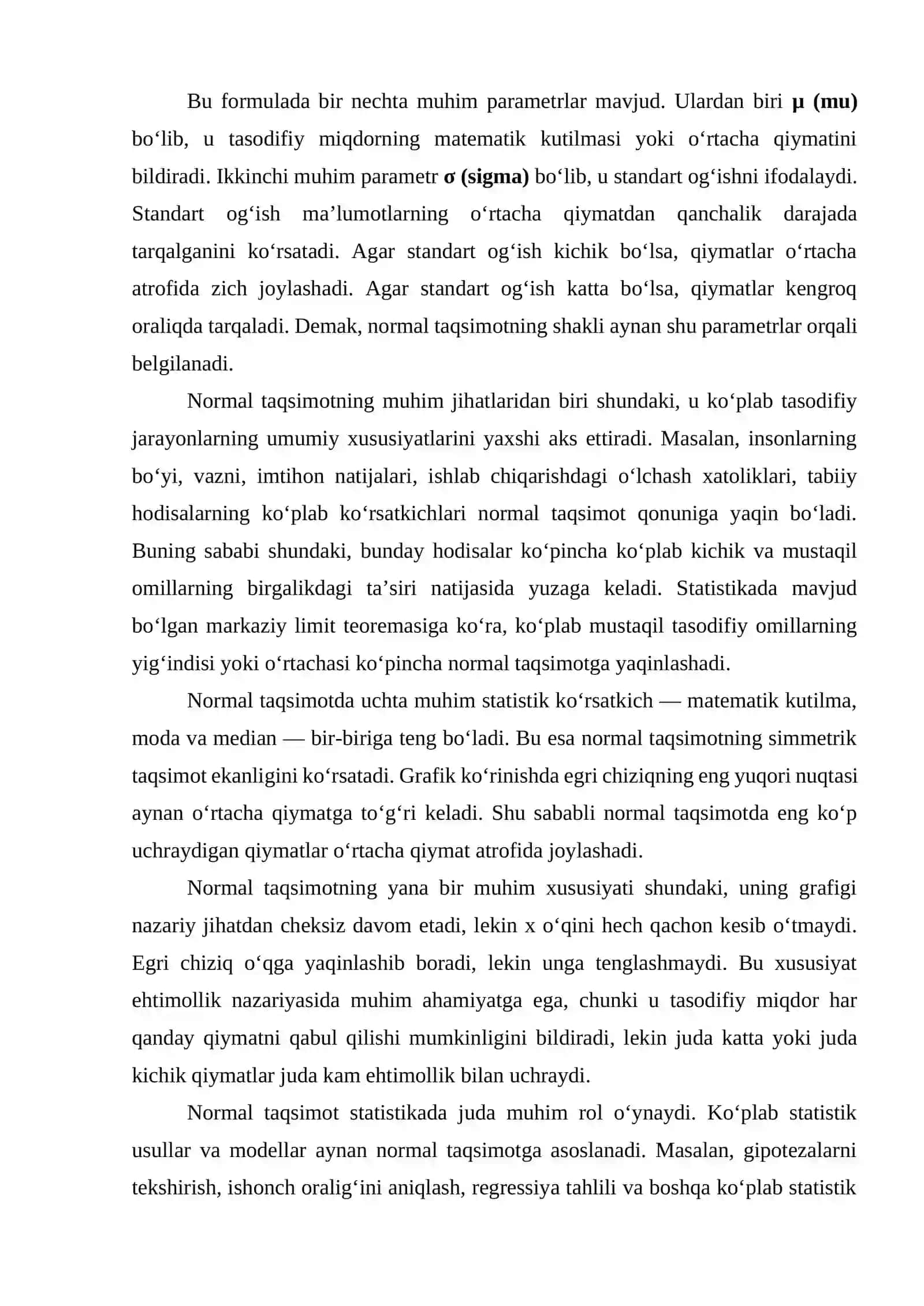 Normal taqsimoti va uning xususiyatlari 4