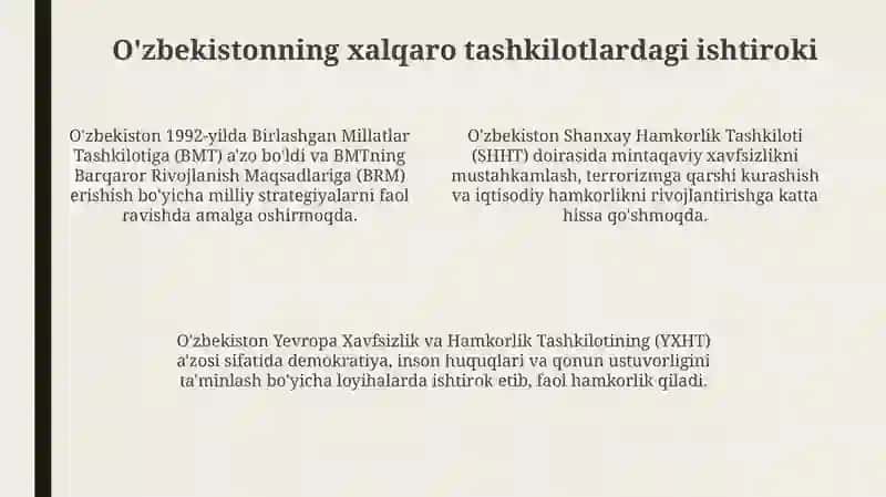 O'zbekiston va jahon xamjamiyati 4