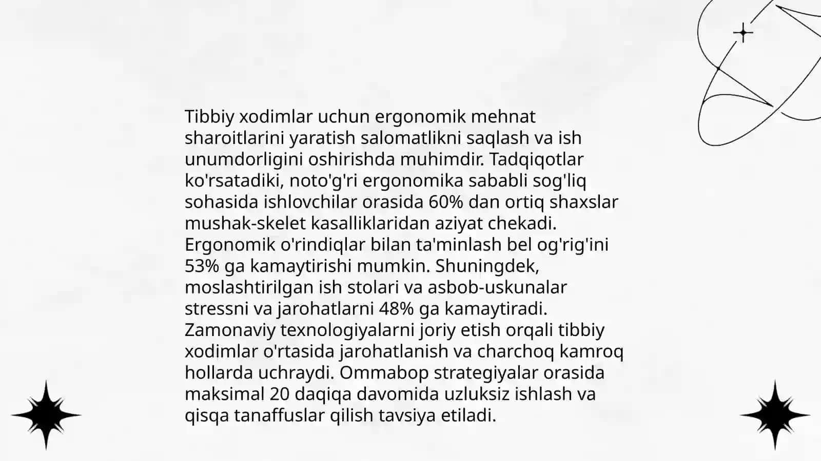 Davolash profilaktika muassasalarida tibbiy xodimlarning salomatligini ta'minlovchi mehnat sharoitlarini tashkil etish 4