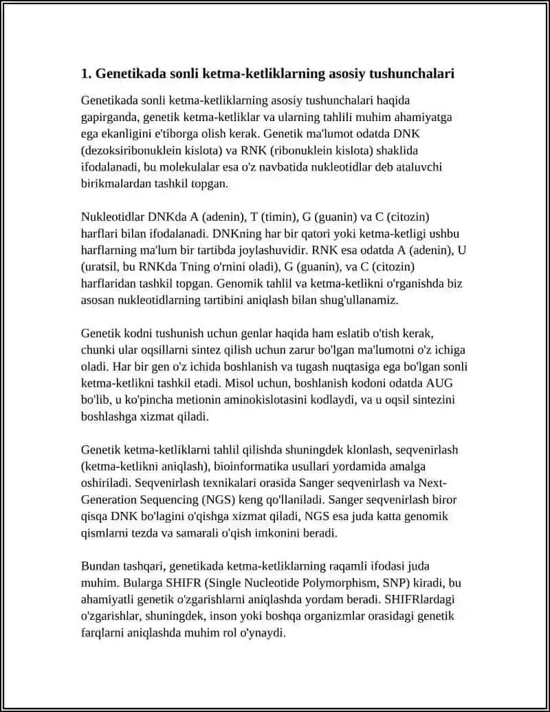 GENETIKADA SONLI KETMA-KETLIKLARNING TATBIQLARI 4