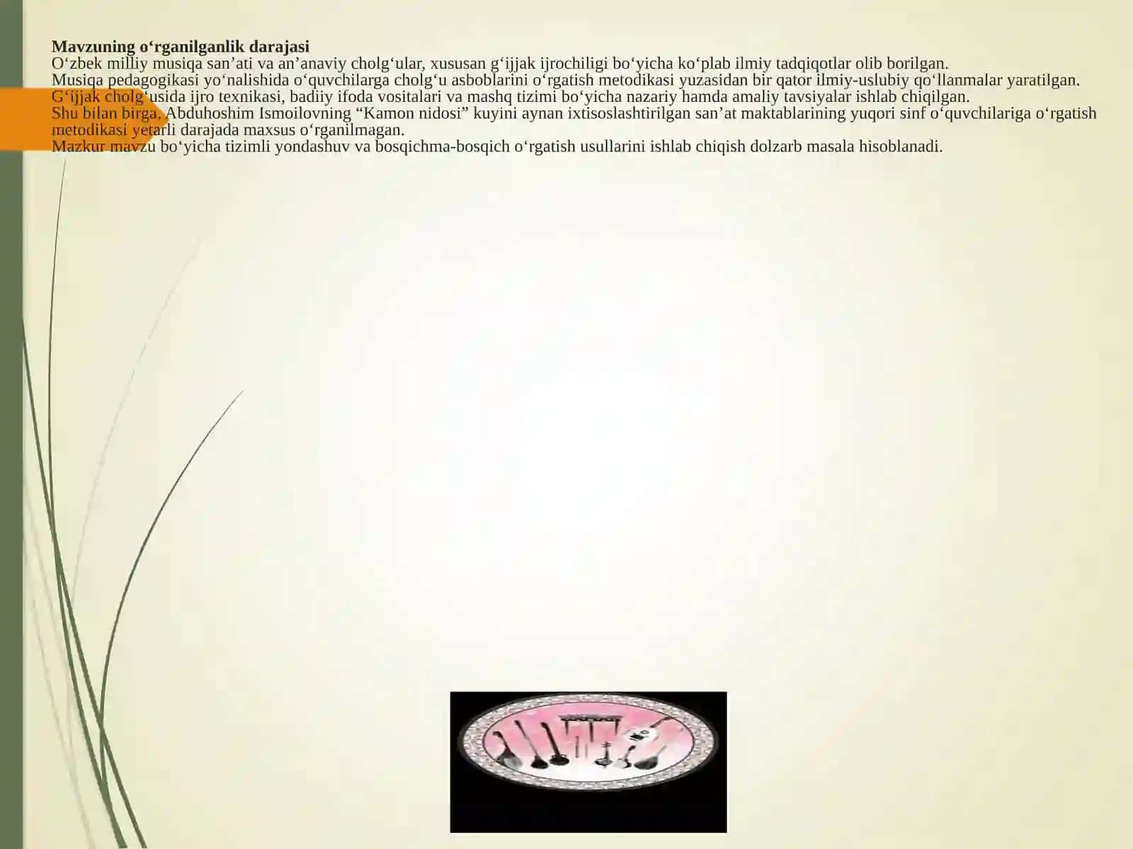 "Kamon nidosi" kuyini gʻijjak cholgʻusida oʻrgatish metodikasi 4