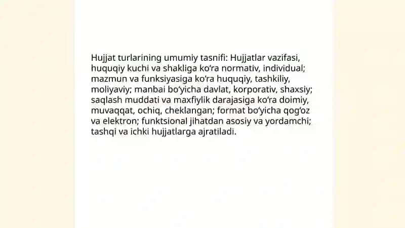 Hujjat turlari va xususiyatlari 4