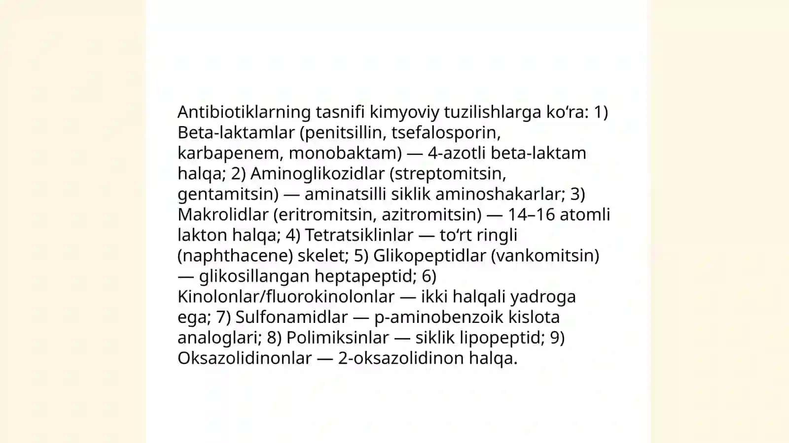 Antibiotiklar va kimyoterapevt preparadlar 4