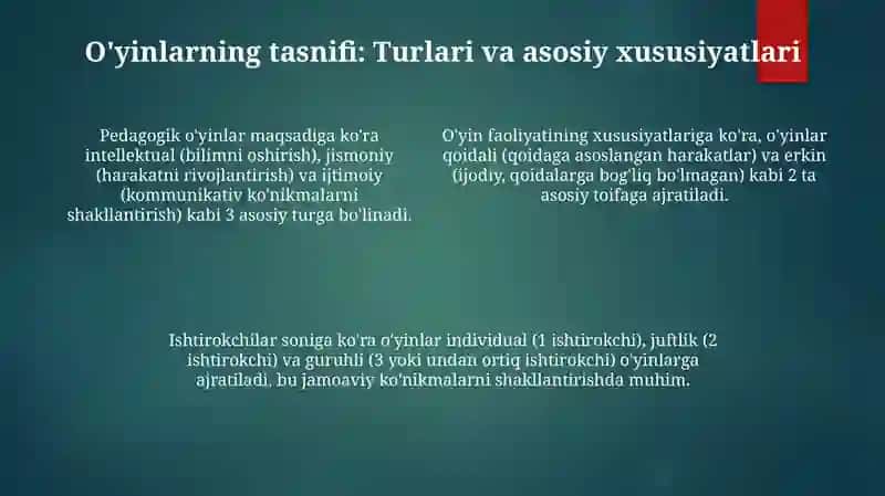 Pedagogik o'yinlar tipologiyasi 4
