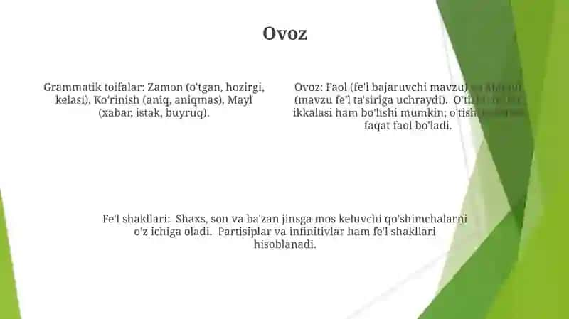 Fe'lning grammatik kategoriyalari 4