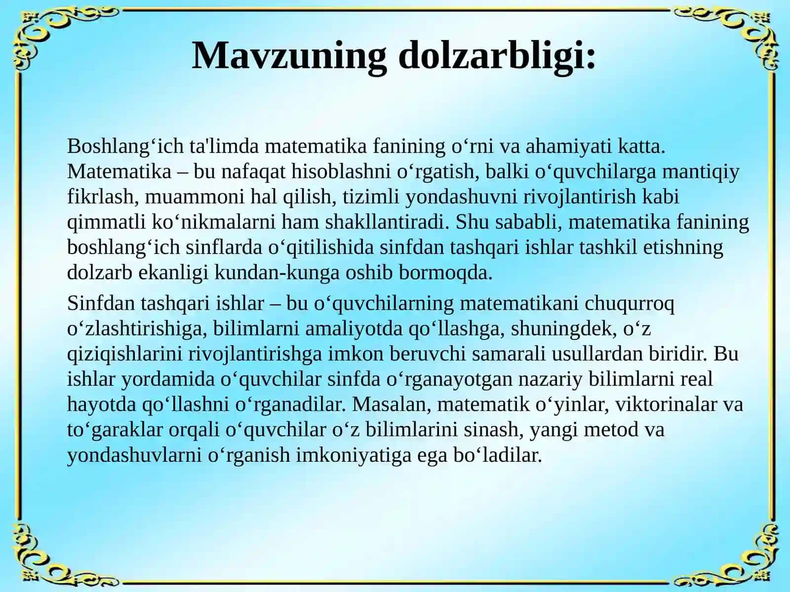 Sinfdan tashqari ishlarni tashkil etish 4