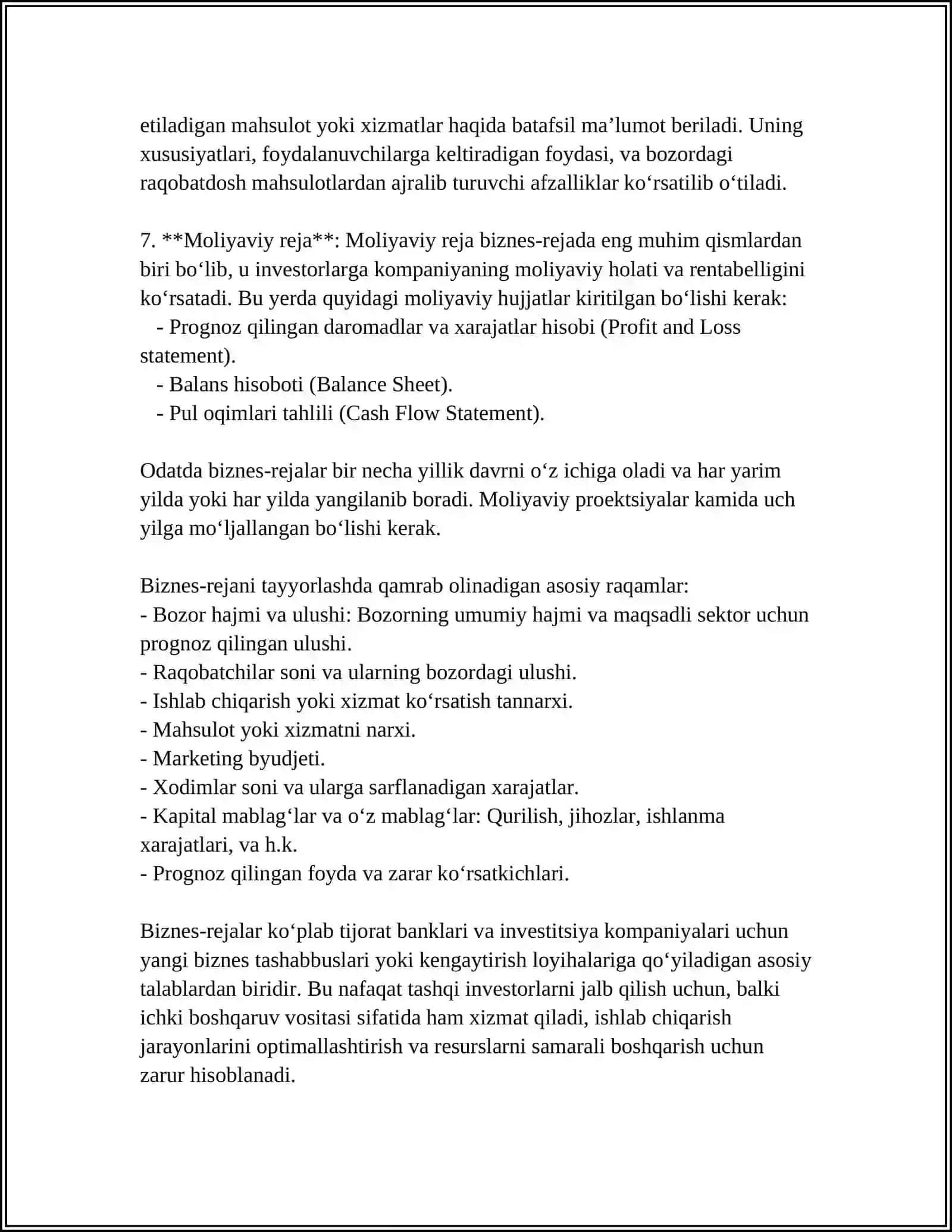 Biznes-rejalar tuzish 4