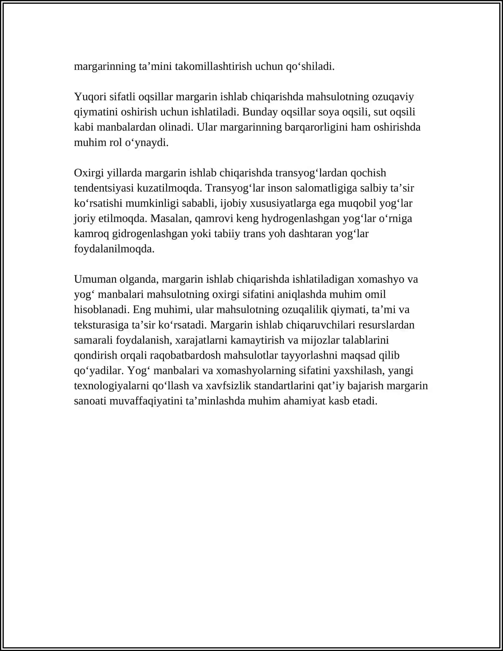 MARGARIN ISHLAB CHIQARISH TEXNALOGIYASI 4