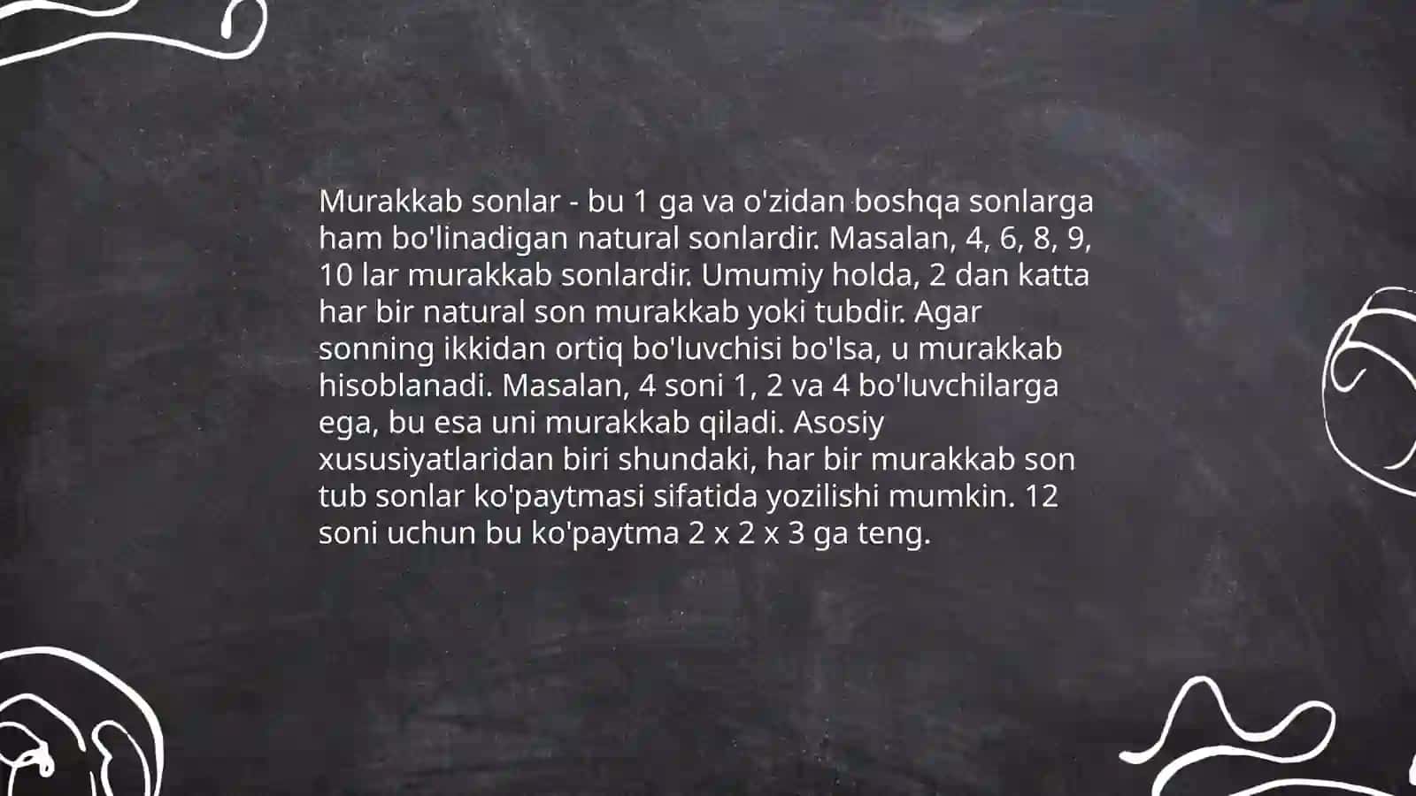Murakkab sonlarga boʻlinish alomatlari 4