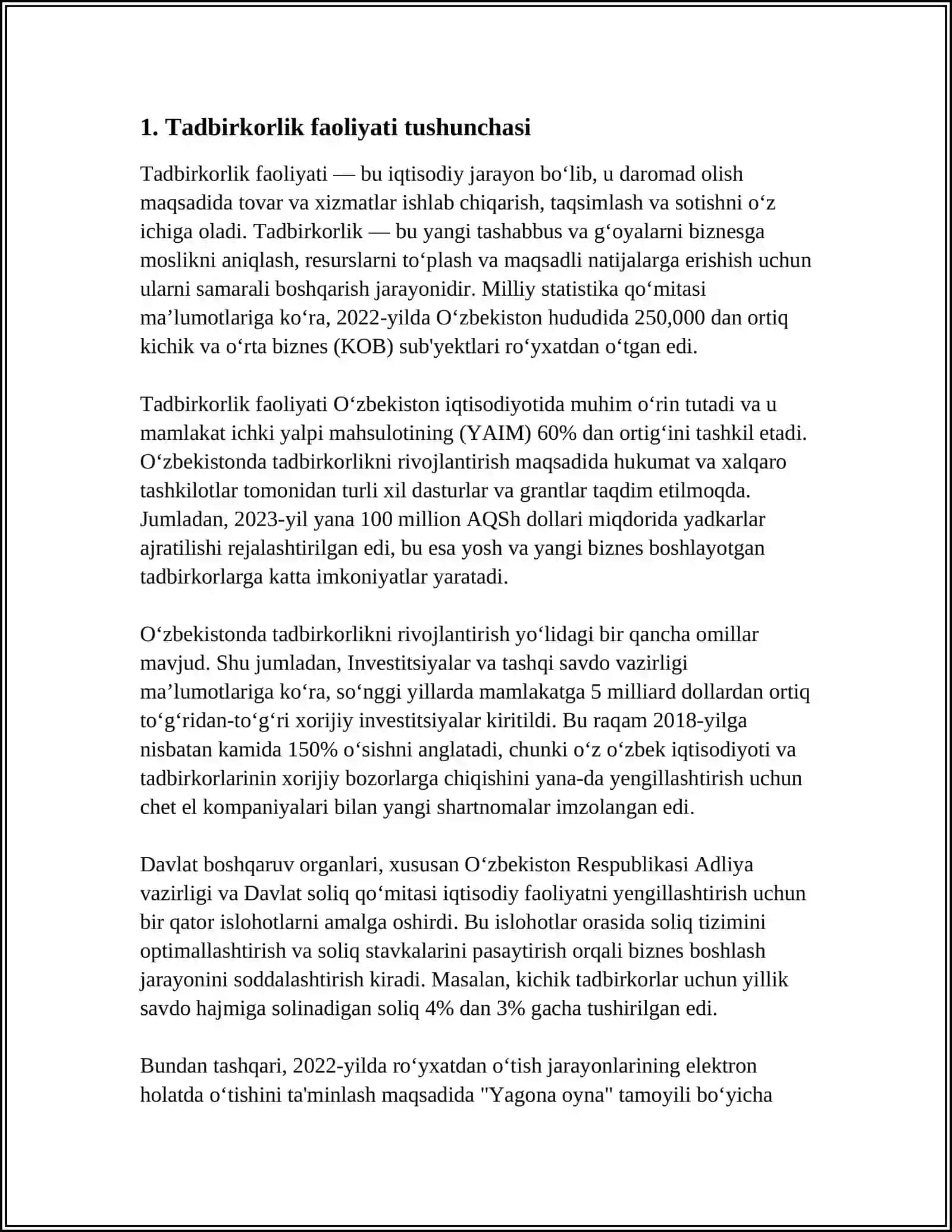 Tadbirkorlik Faoliyati Va Subyektlari 4